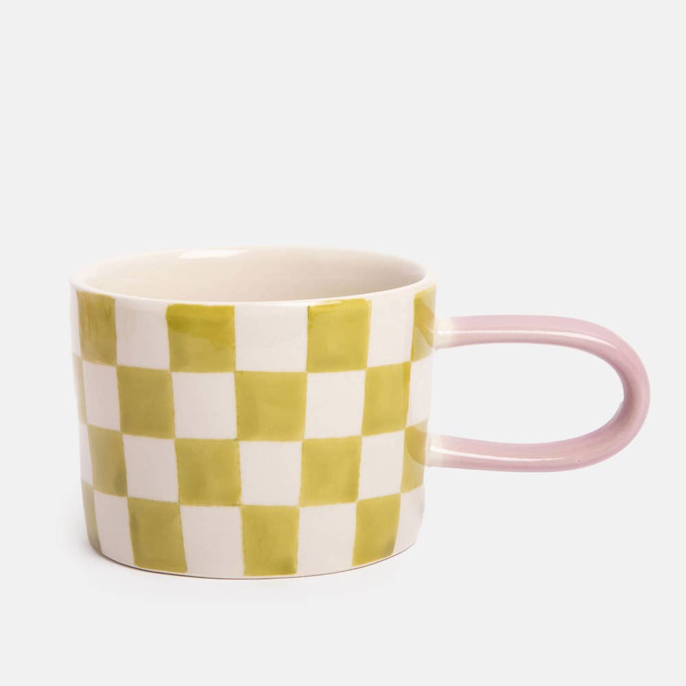 Becher in Sandstein - Damier Edition & Pink Griff