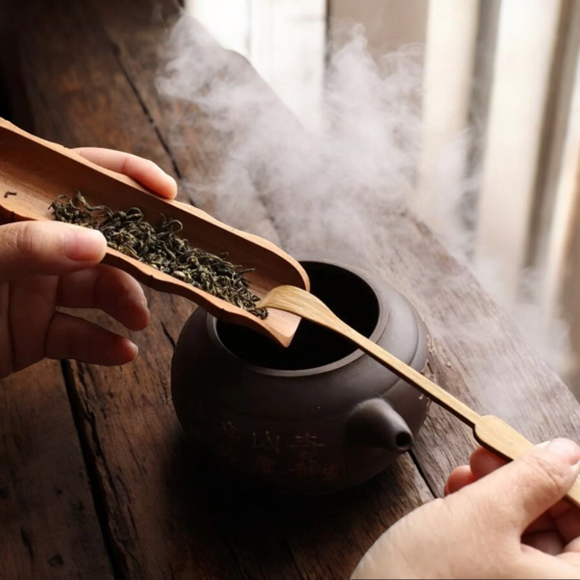 Natural bamboo tea spoon - traditional Chinese accessory for precise dosage | Fynlora