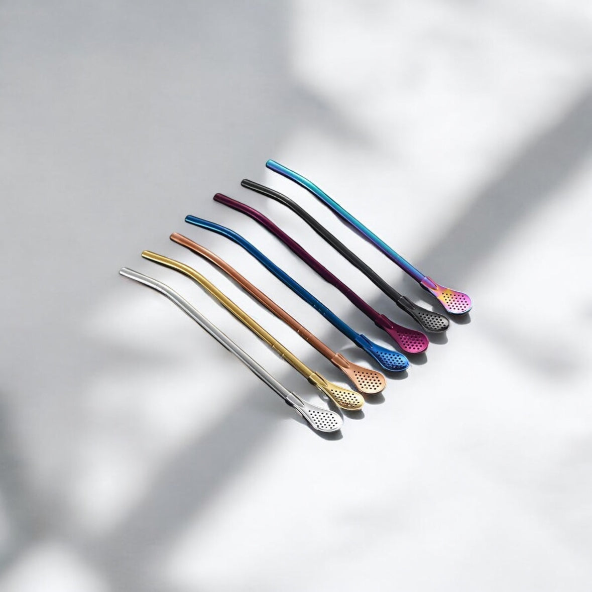 Set of 4 stainless steel straws with Colanders and Tumples