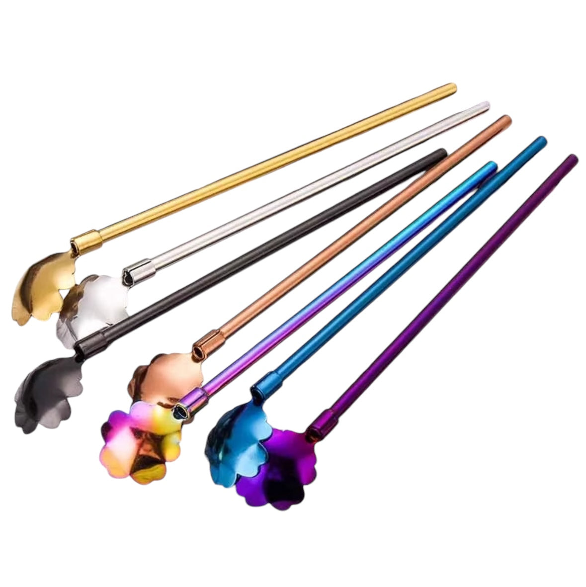 Set of 4 stainless steel straws with Colanders and Tumples