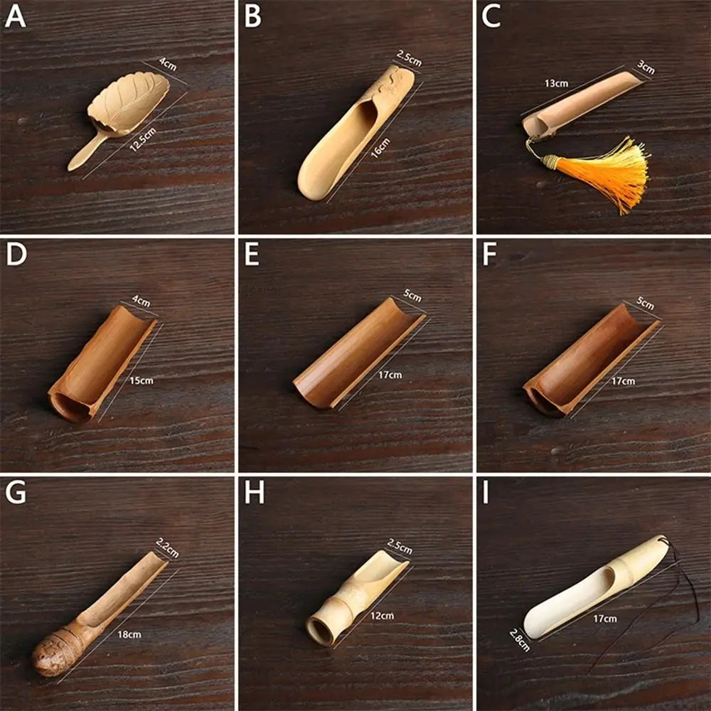 High Quality Tea Accessories Chinese Kongfu Wooden Bamboo Retro Style Natural Tea Scoop Delicate Spoon Portable Bamboo Teaspoon