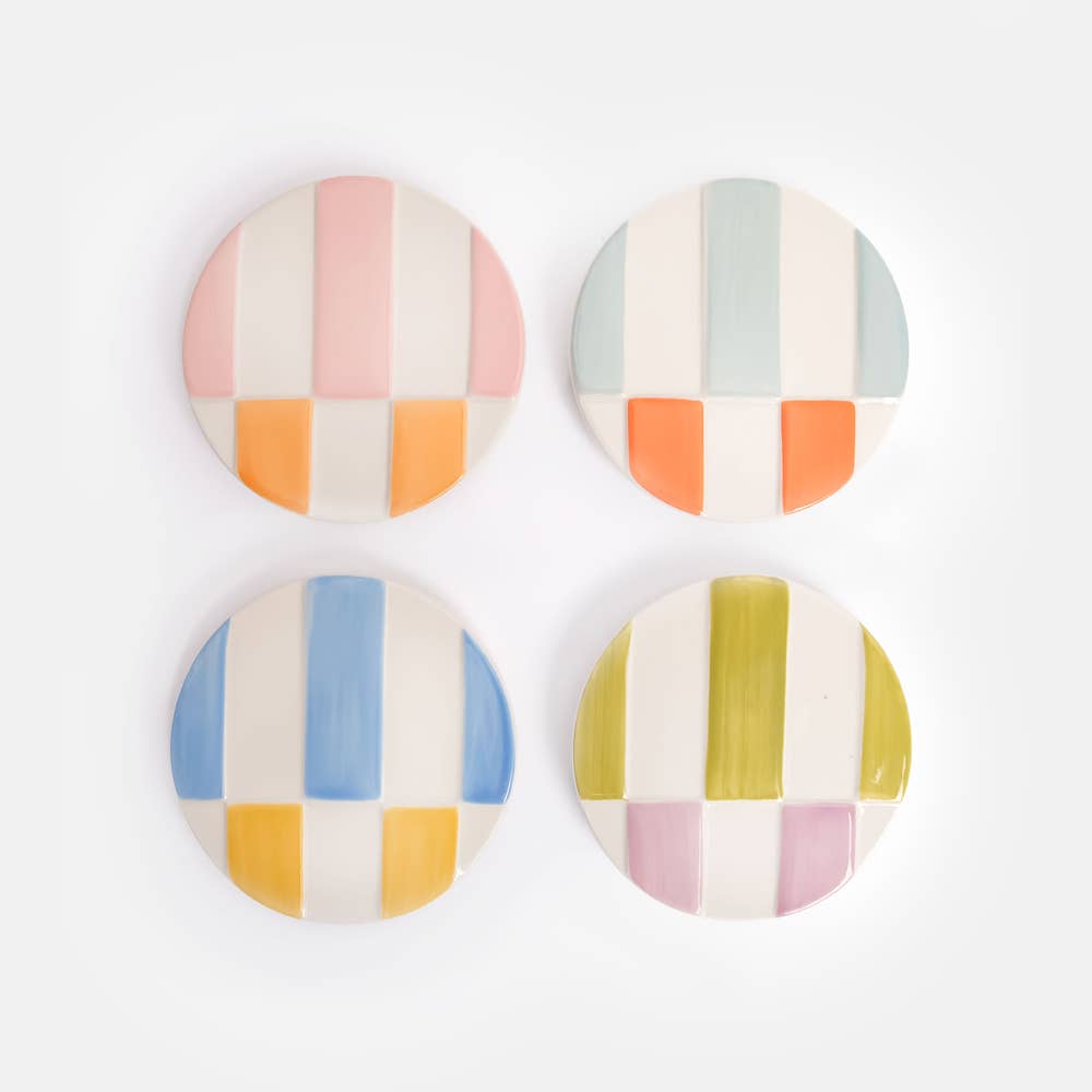 Sandsteinglas unten - Pastellstreifen (Set von 4)