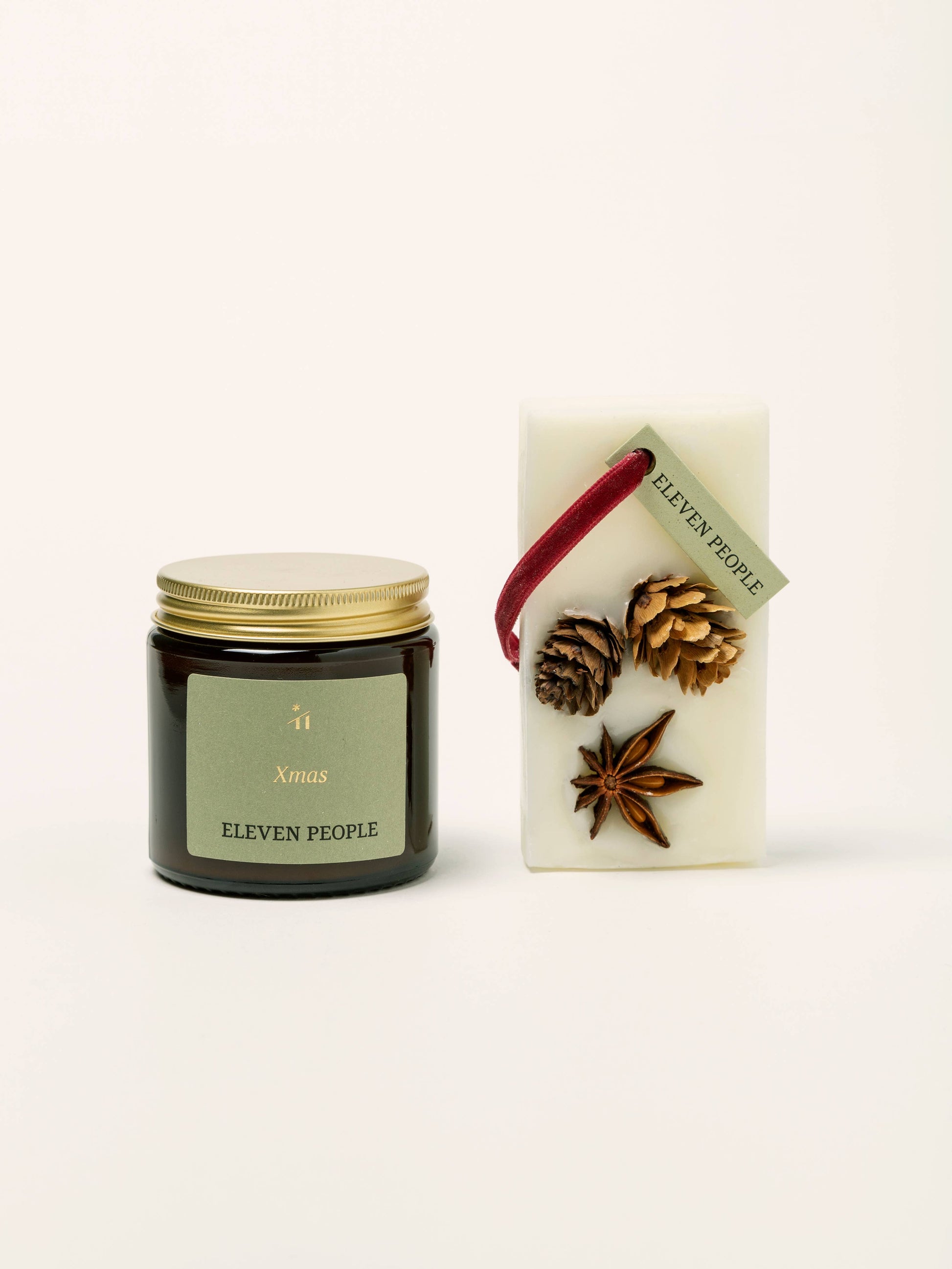 Coffret Cadeau de Noël Bougie + Désodorisant pour Placard en Cire