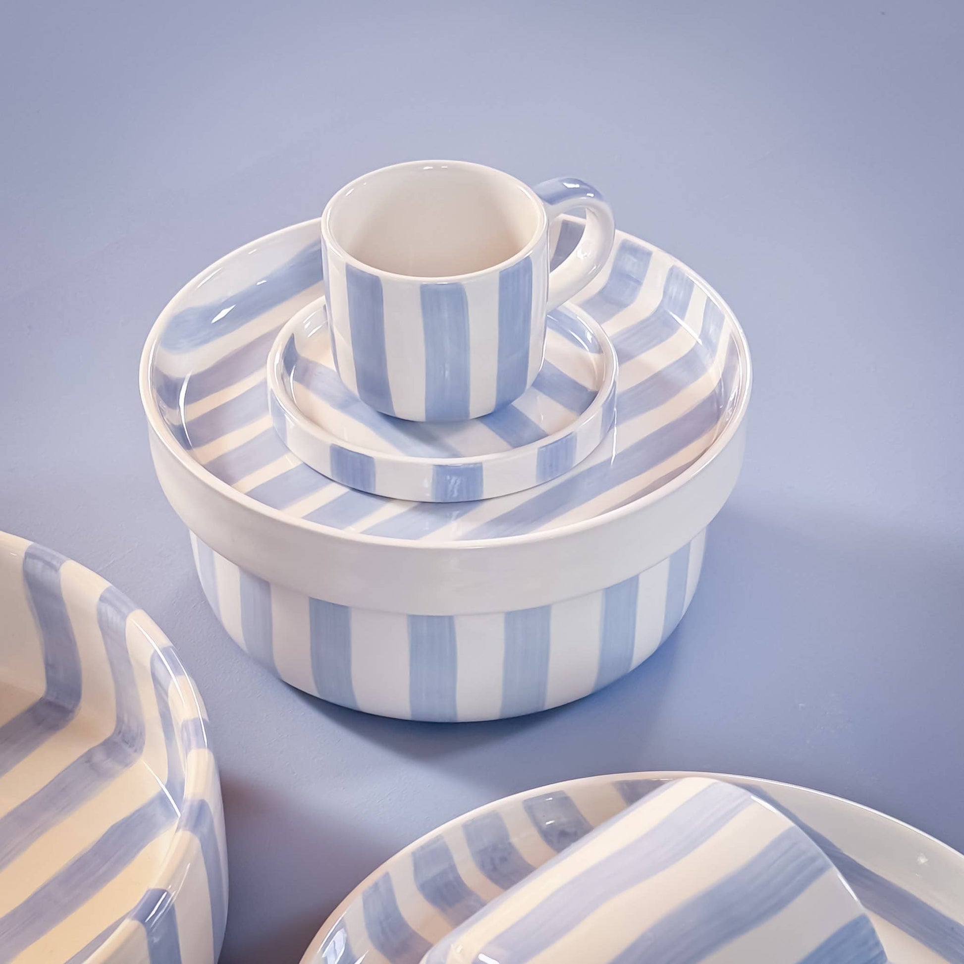 Set espresso Stripes – Matin Azzurro (4 pièces)