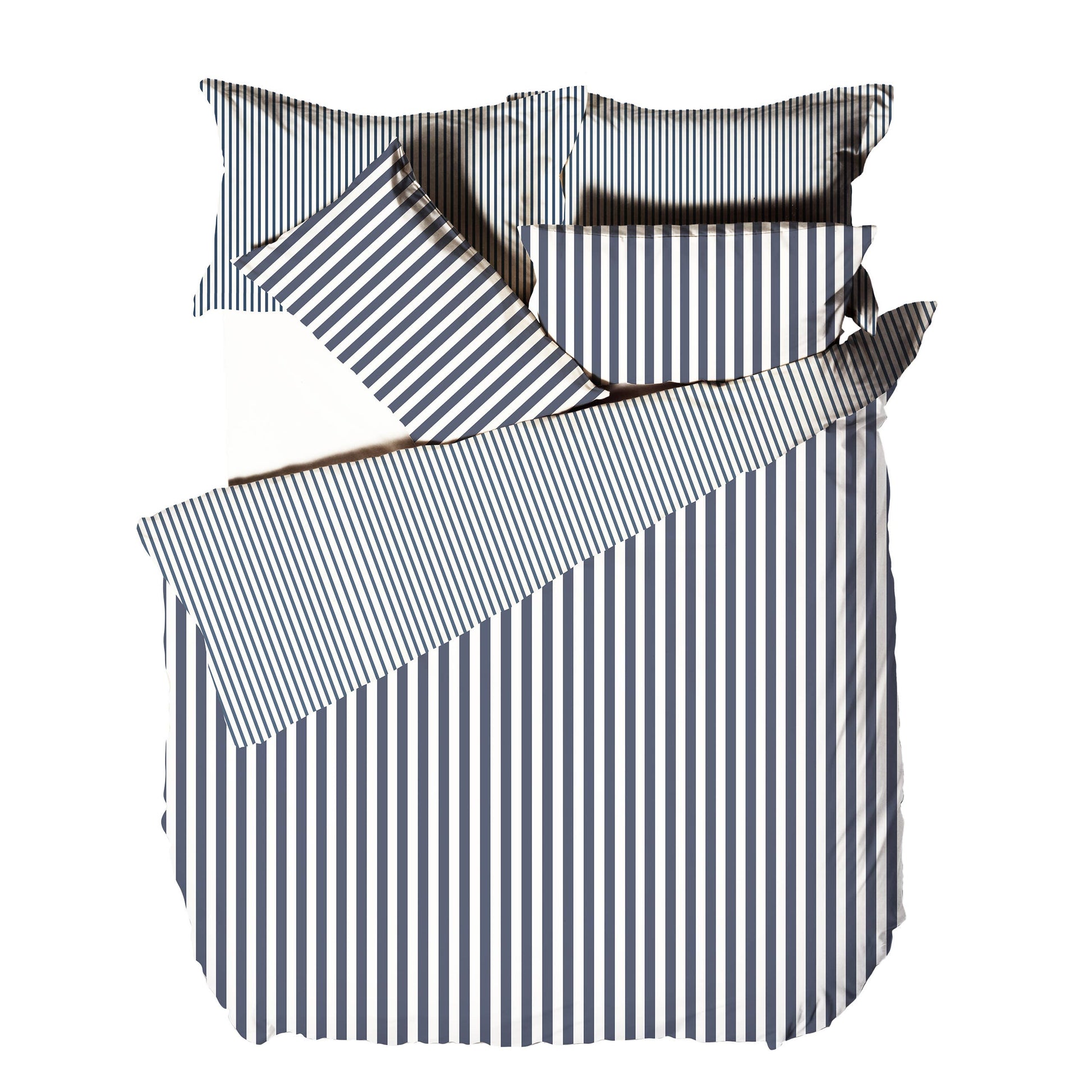 Parure de couette Hebden rayée réversible – Bleu marine & gris