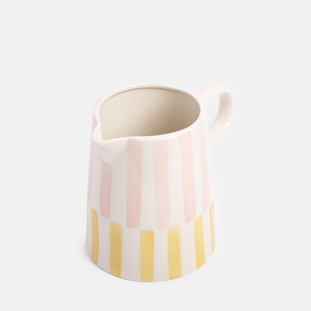 PICHET EN GRÈS – Édition Rayures Rose & Jaune