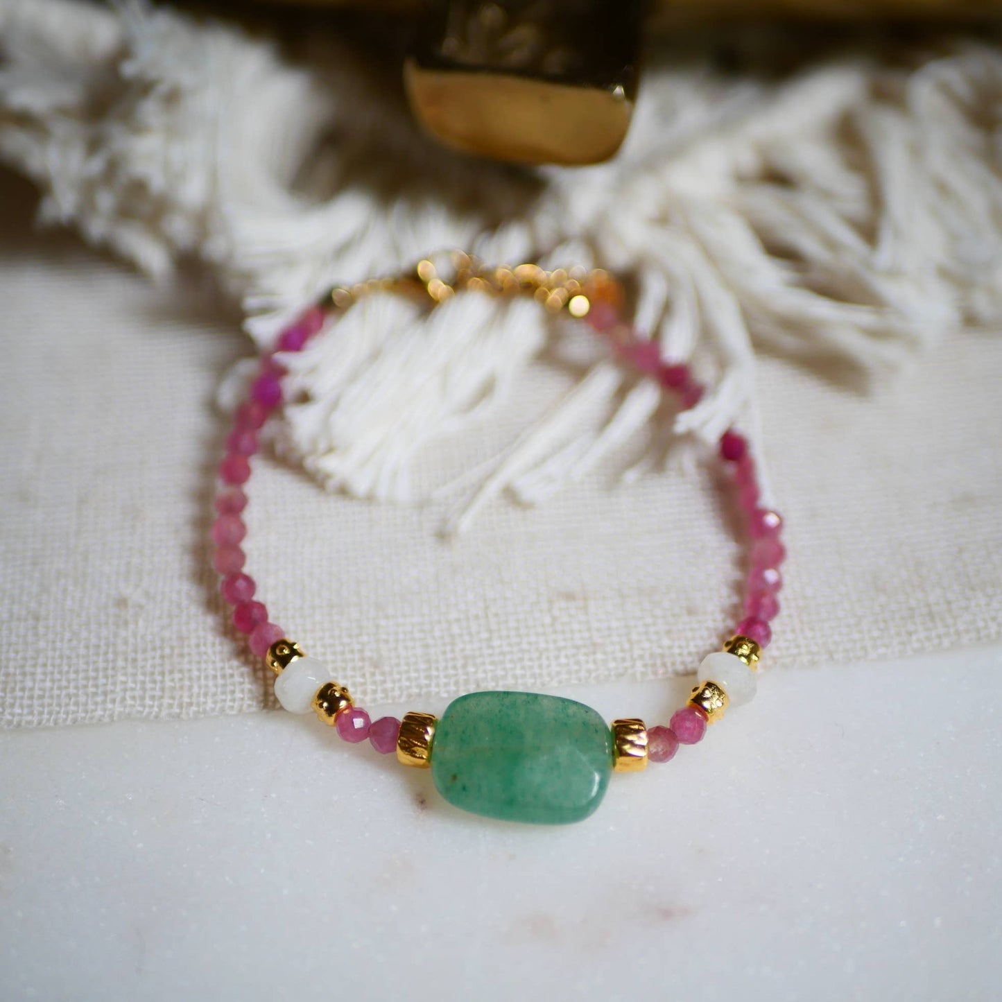 BRACCIALE UDYATI IN TORMALINA ROSA E AVVENTURINA