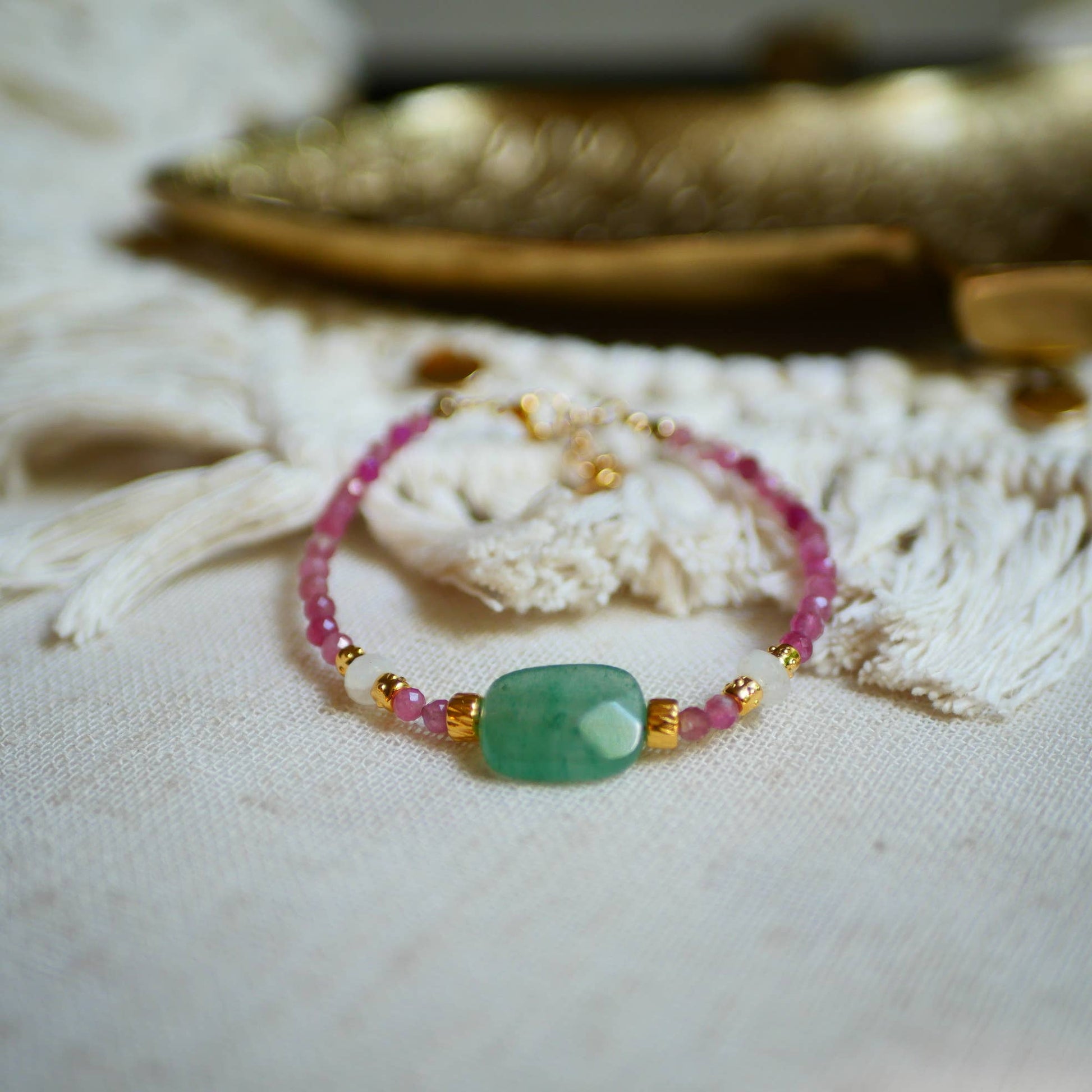 Udyati -Armband in rosa Turmalin und Abenteuer