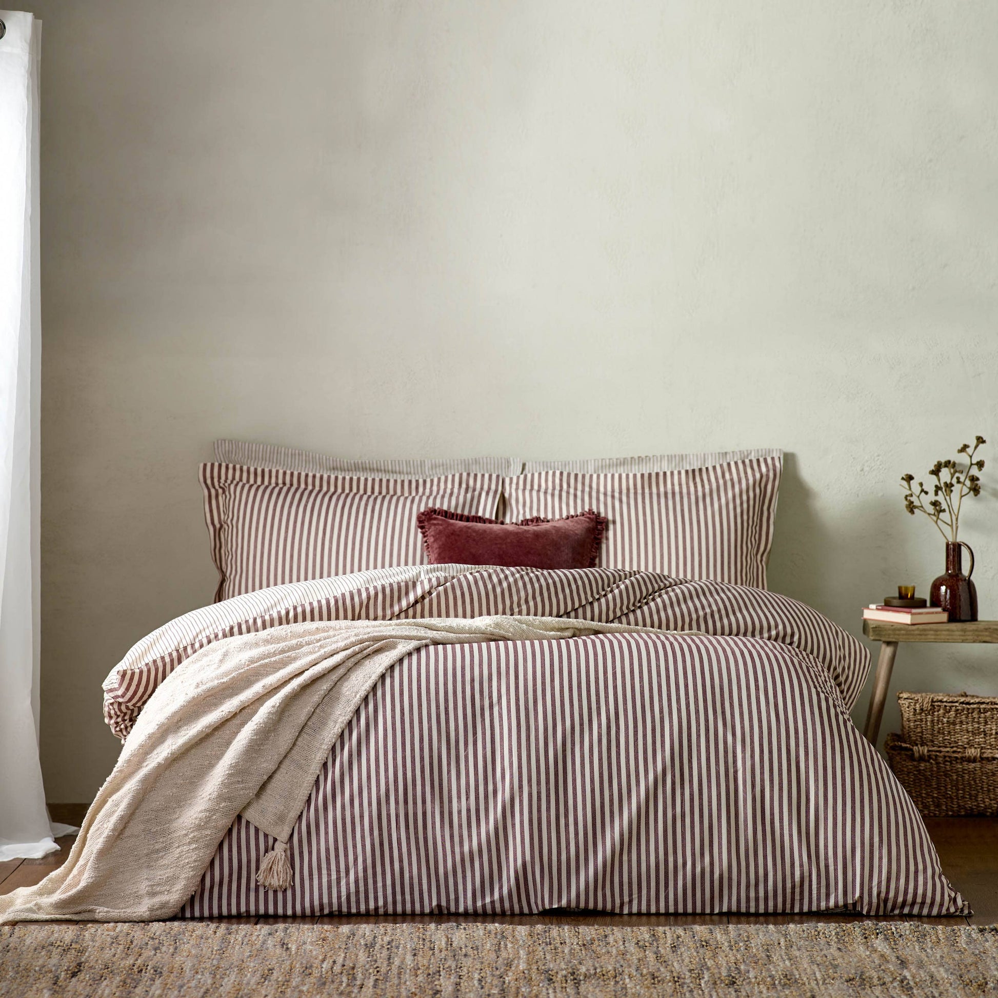 Parure de couette Hebden rayée – coloris Betterave