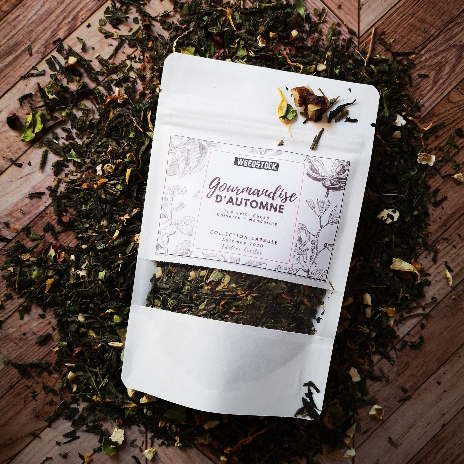 Gourmandise d’automne — Thé vert aux éclats de cacao, noisette & mandarine