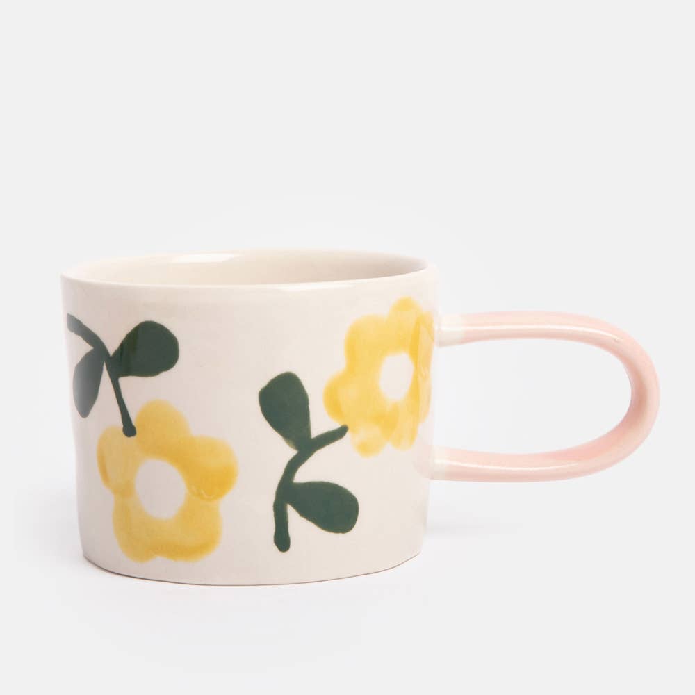 Mug en céramique à motif de fleurs jaunes