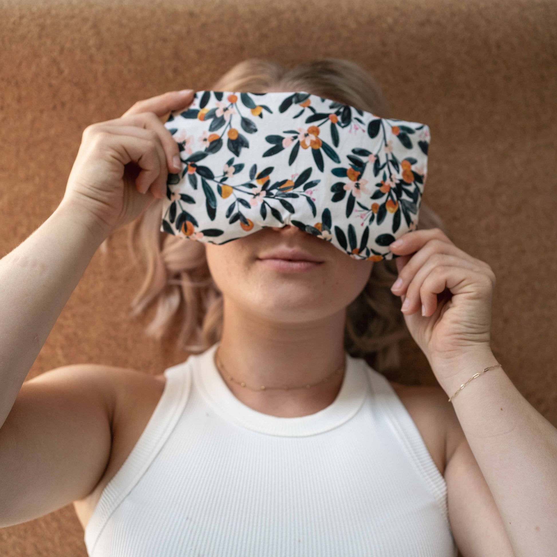 Orange/ sanddorn eyes cushion