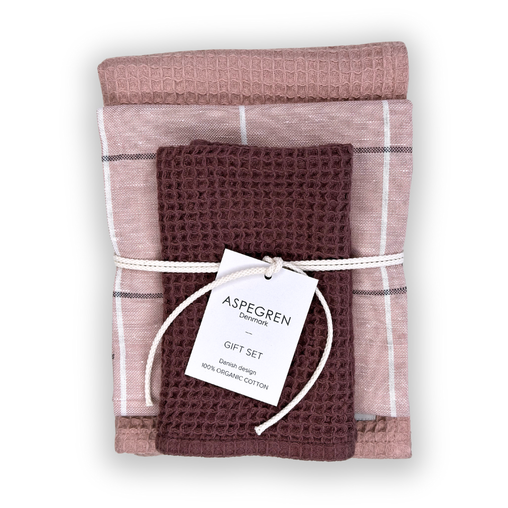 Lot de torchon et essuie tout ASPEGREN DENMARK- Framboise