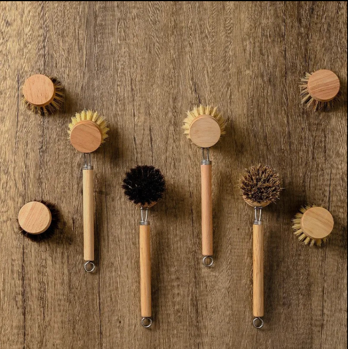 Wooden dish brush with replaceable head - cleaning accessory for pots and kitchen | Fynlora
