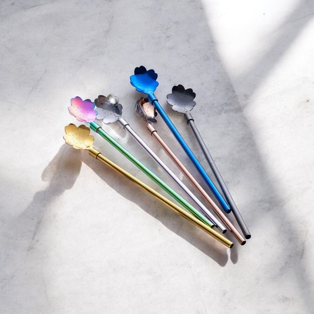 Set of 4 stainless steel straws with Colanders and Tumples
