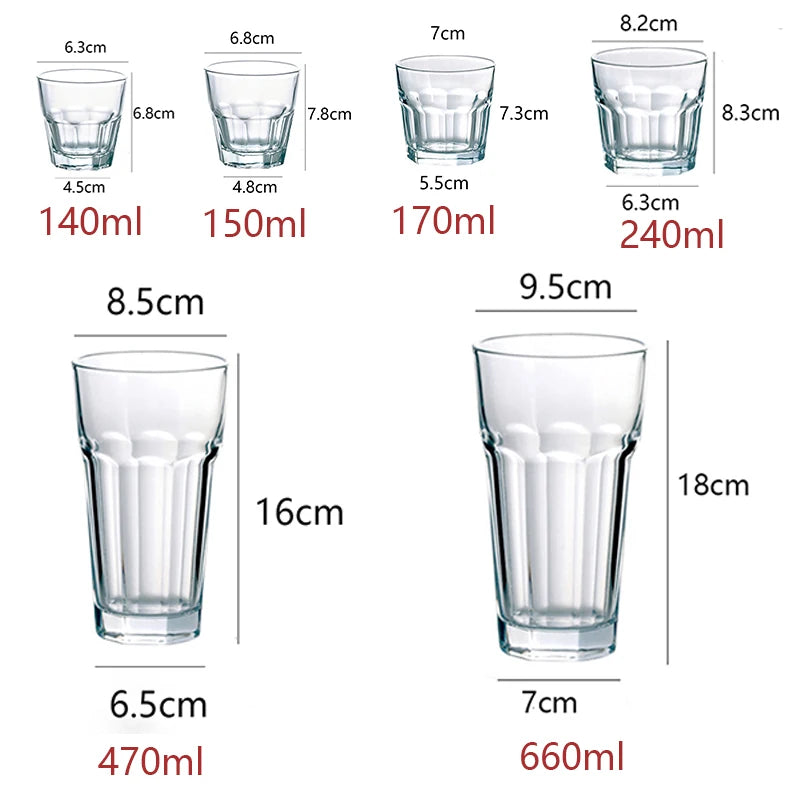 Coffee Cups 140Ml/150Ml/170Ml/240Ml/405Ml/470Ml/660Ml Drinkwa Toughened Glass Impact Resistant Wineglass Beverage Cup Coffeeware