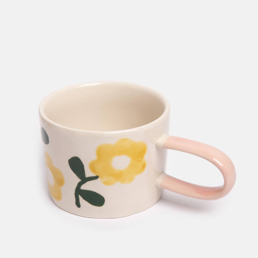 Mug en céramique à motif de fleurs jaunes