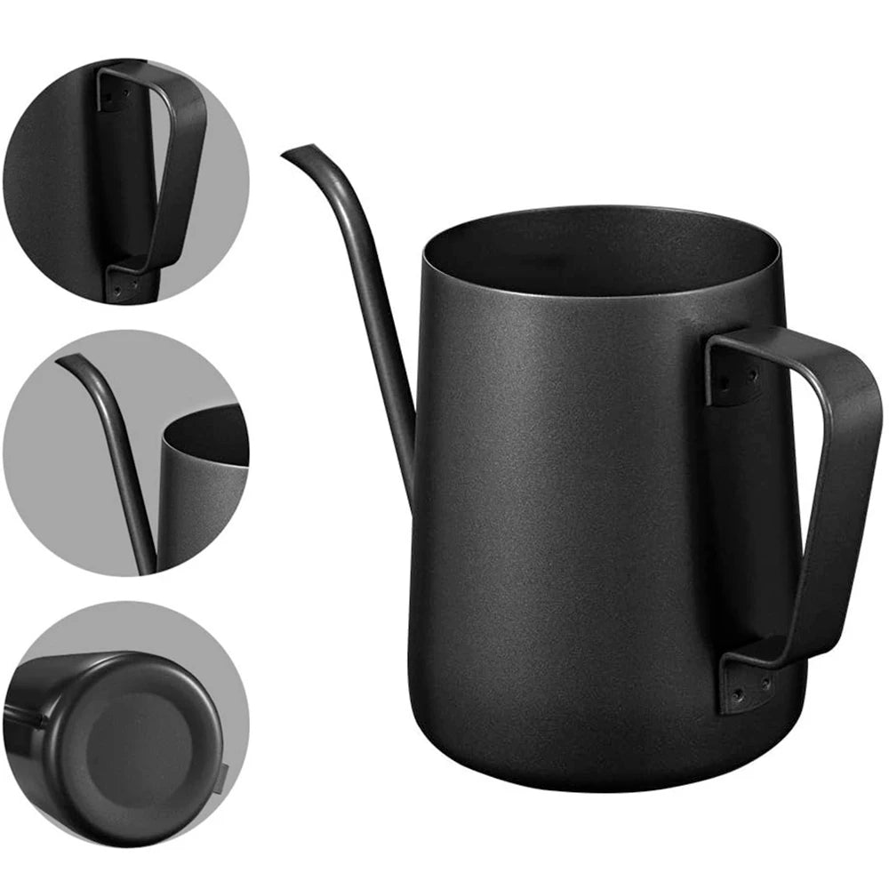 Long Narrow Spout Coffee Pot 12 Oz Small Fine Stainless Pour over Drip Coffee Pot 8.5 OZ Gooseneck Tea Kettle Black