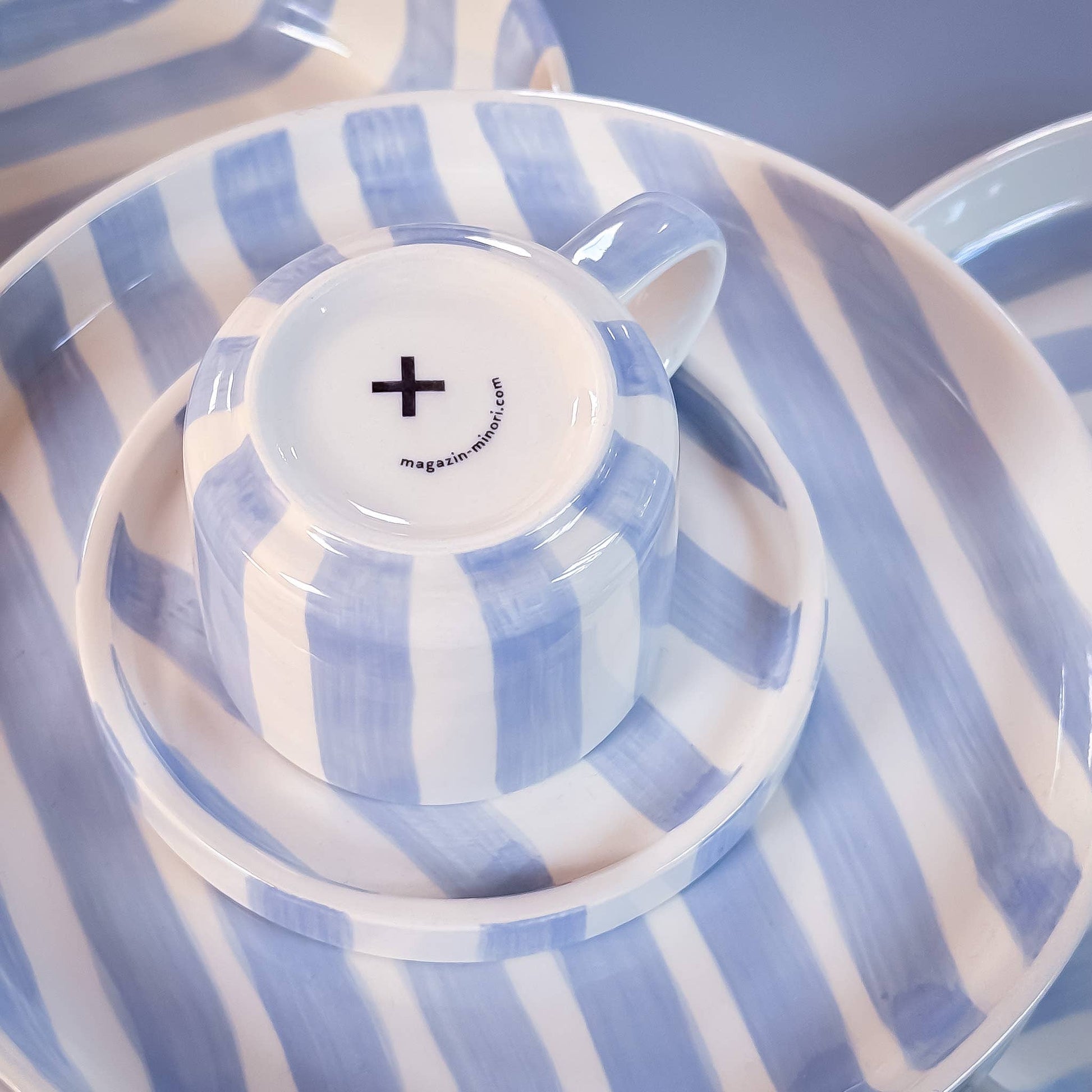 Set espresso Stripes – Matin Azzurro (4 pièces)