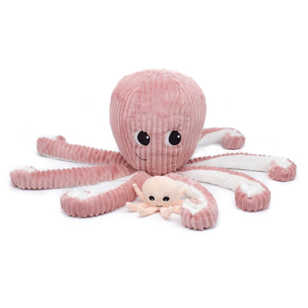 LES PTIPOTOS - PELUCHE MAMAN ET BÉBÉ POULPE ROSE 45CM