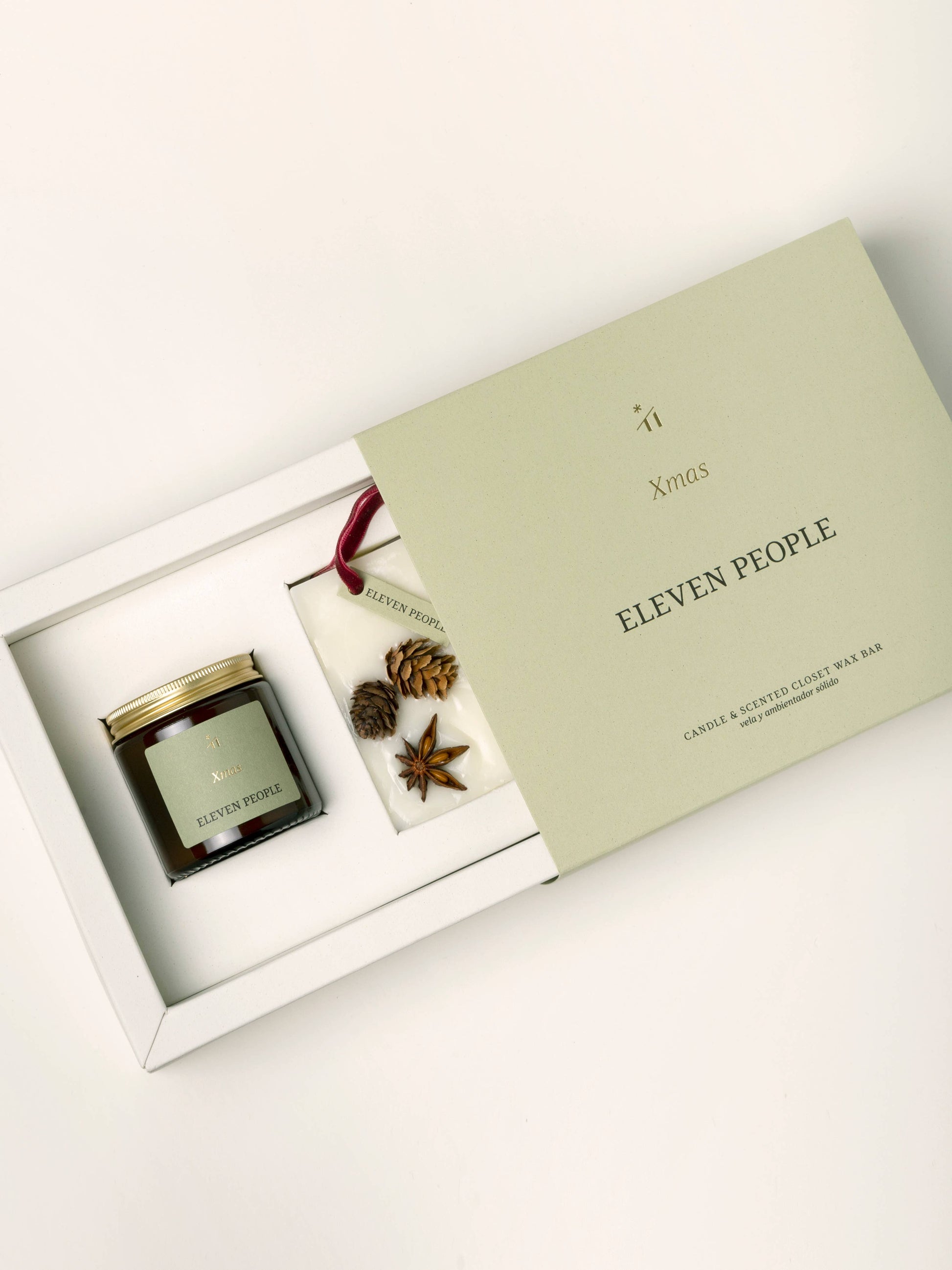 Coffret Cadeau de Noël Bougie + Désodorisant pour Placard en Cire