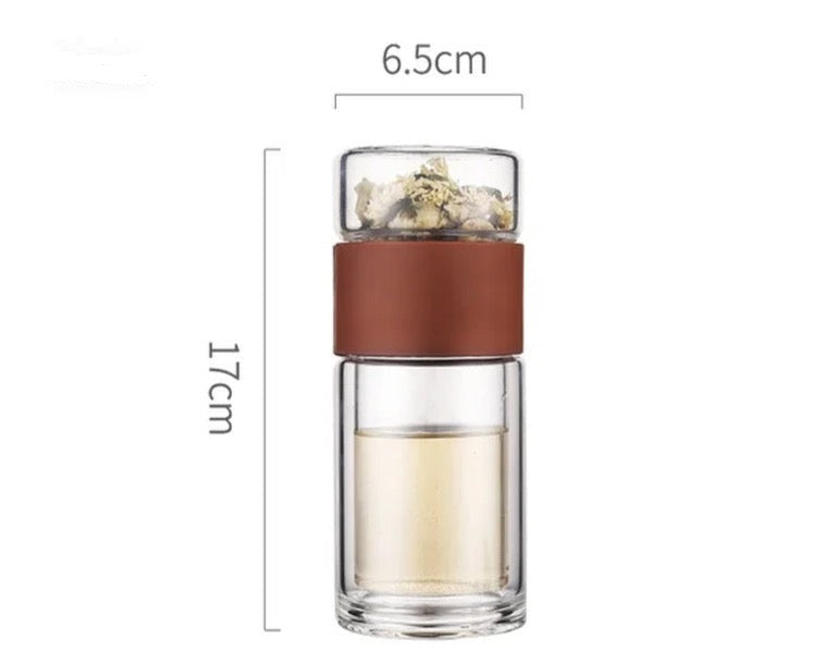 Oneisall Tea Water Bottle Travel Drinkware Portable Double Wall Glass Tea Stainless Steel Infuser Filters the Tea Filter Tumbler