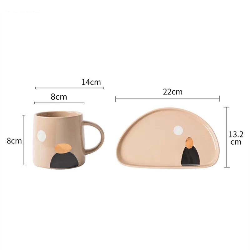 Modern Creative Ceramic Mug Office Tea Cup Afternoon Tea Coffee Cup Home Breakfast Milk Cup Dessert Plate Drink Set Couple Gift