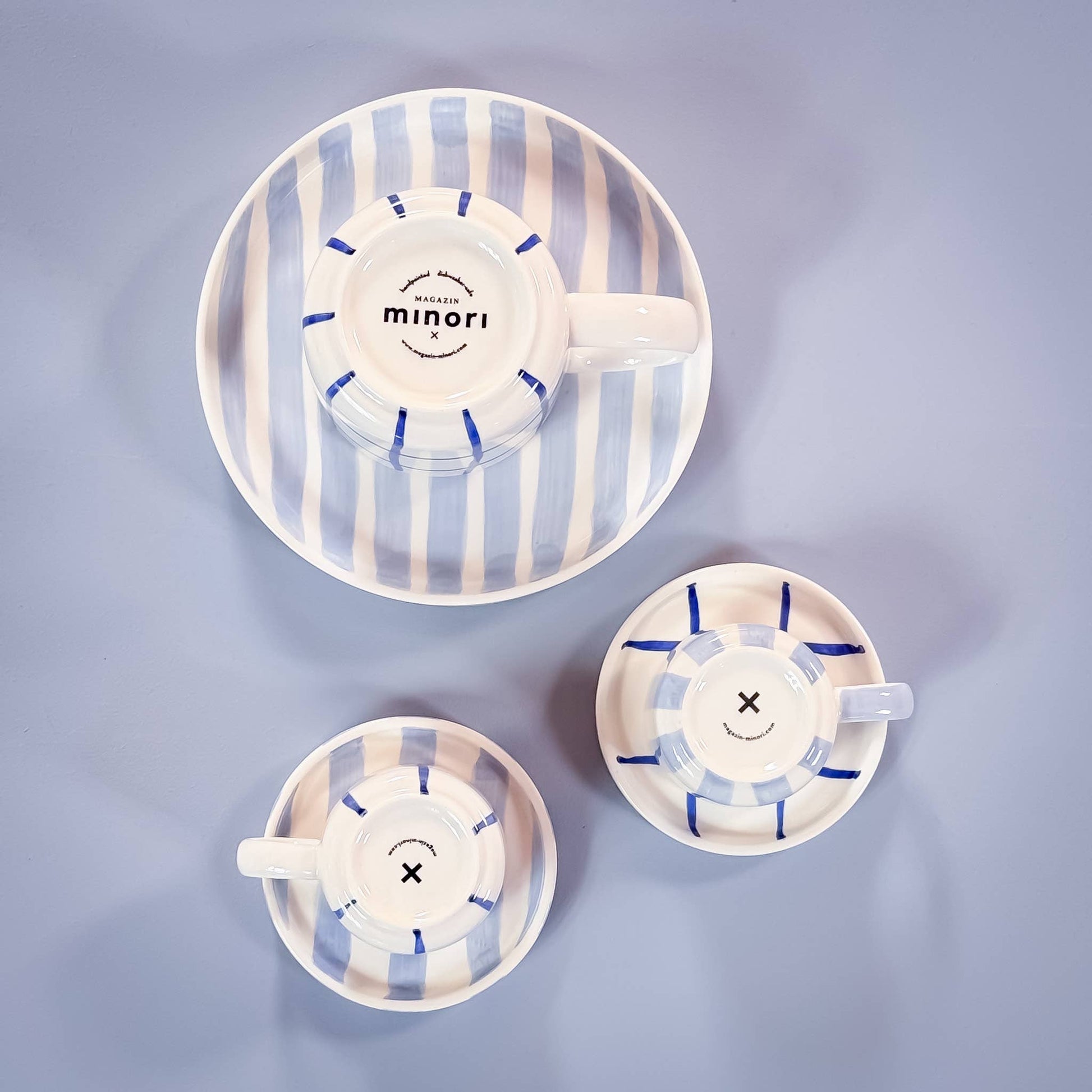 Set espresso Stripes – Matin Azzurro (4 pièces)