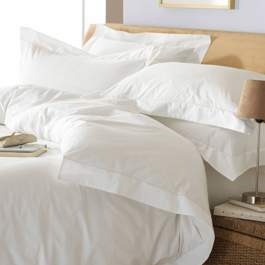 Ensemble de housse de couette 100 % coton percale 200TC, blanc