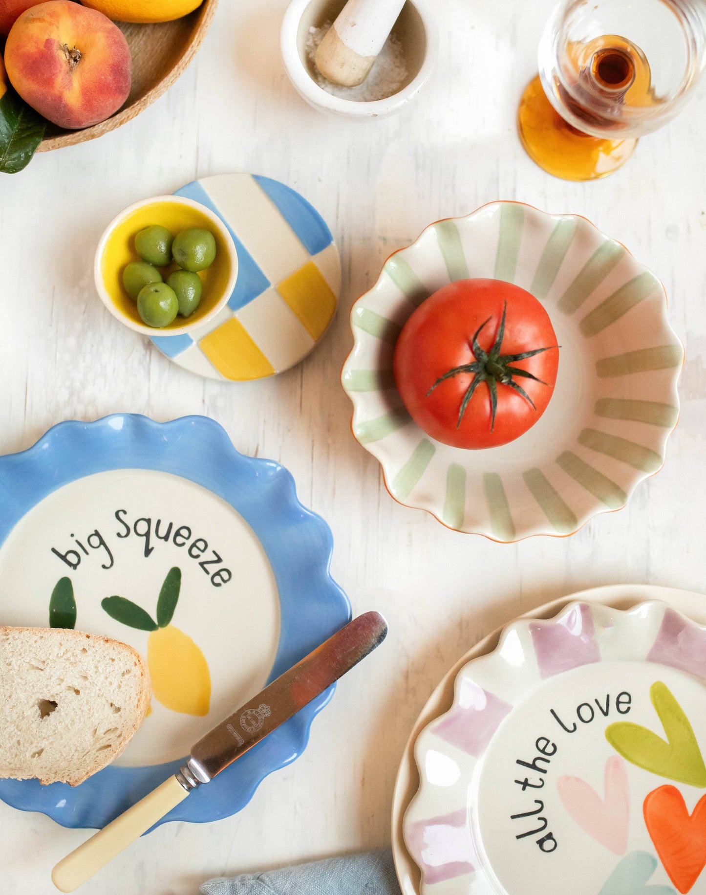 DESSOUS DE VERRE EN GRÈS – Édition Rayures Pastel (Set de 4)